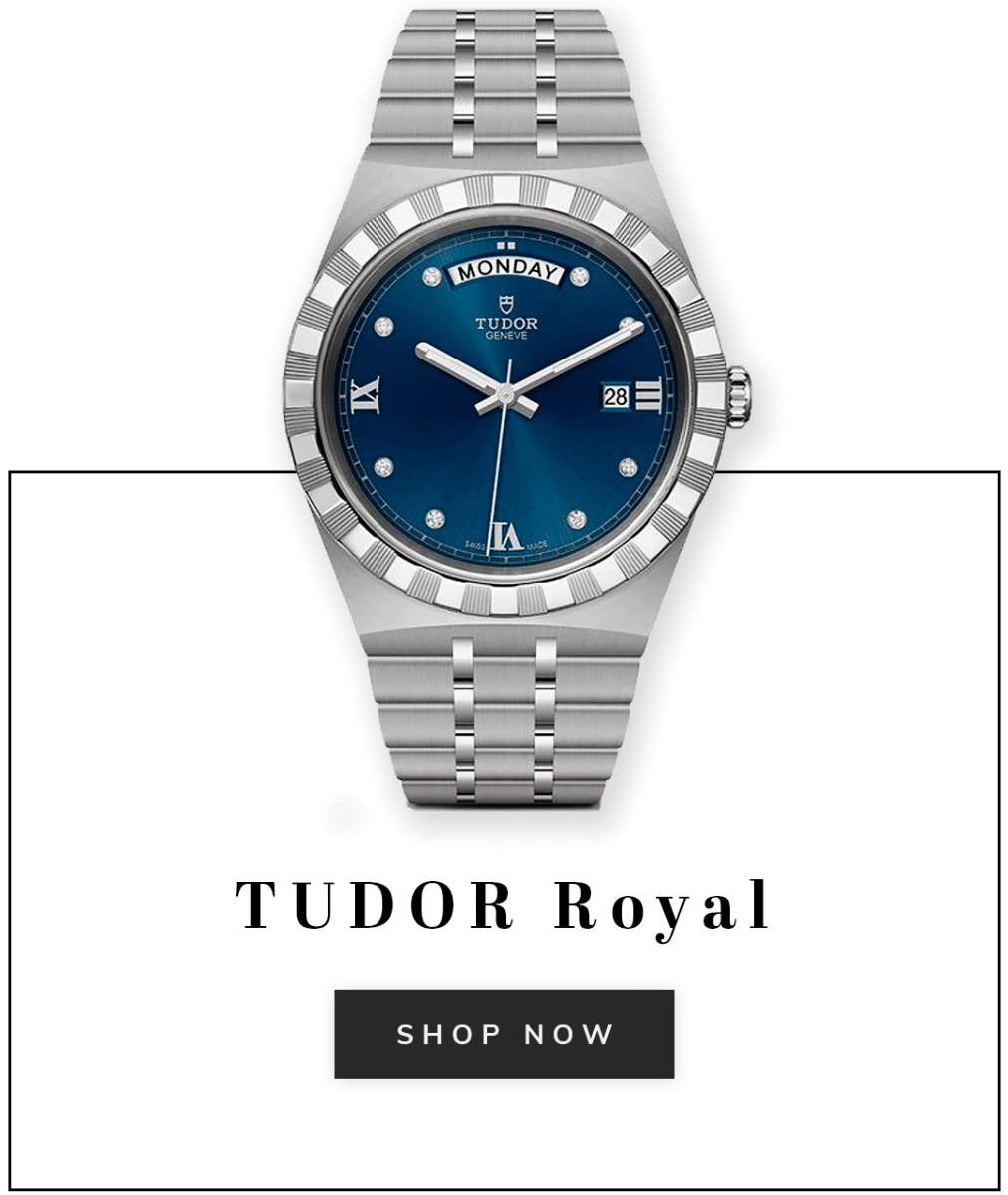 A Tudor Royal watch with text shop now