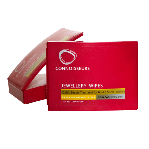 Jewellery cleaning wipes in red travel box