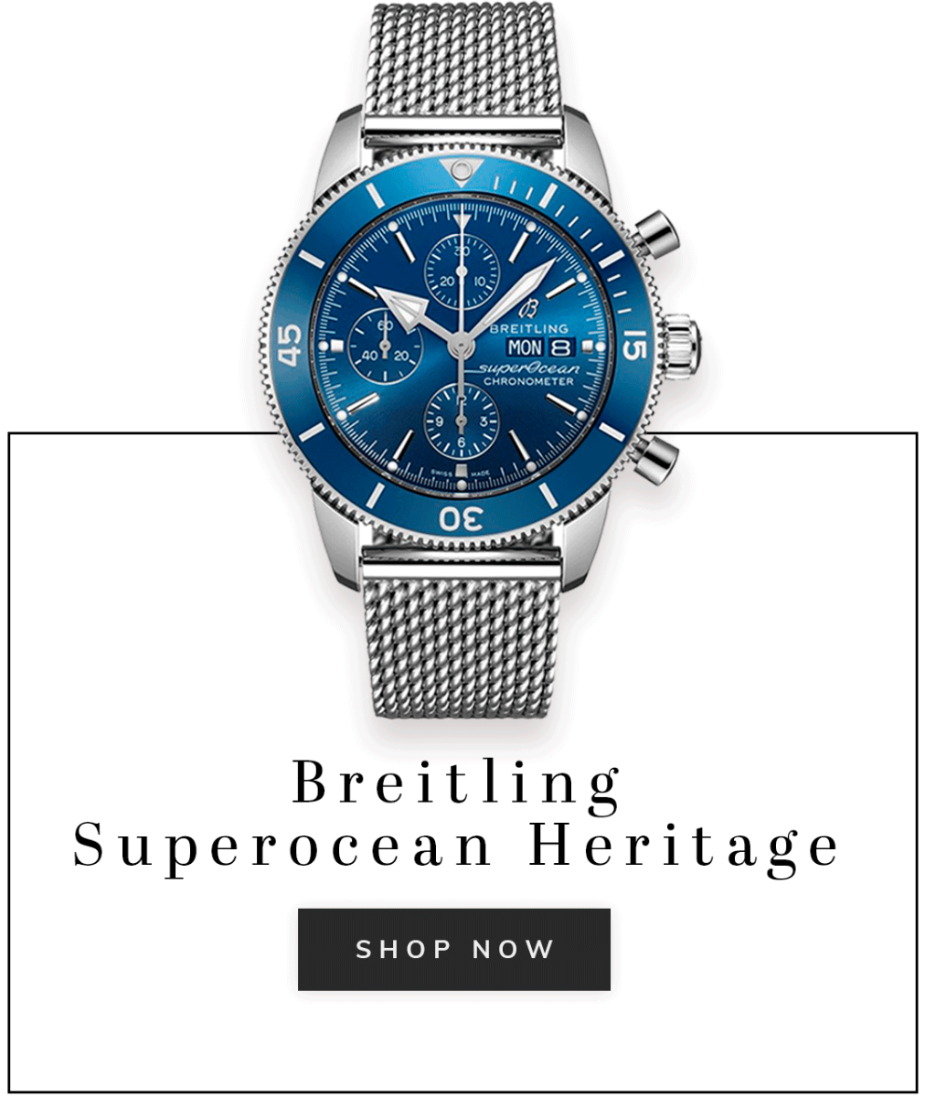 A Breitling Superocean Heritage watch with text shop now