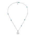 Gucci GG Marmont Silver Mother of Pearl & Topaz Necklace
