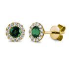 Emerald & Diamond 18CT Yellow-Gold May Birthstone Stud Earrings
