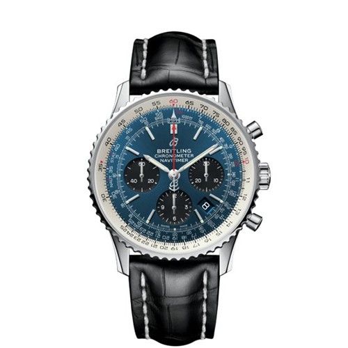 Breitling Navitimer 1 B01 Steel Blue & Black Leather 43mm Automatic Men's Watch