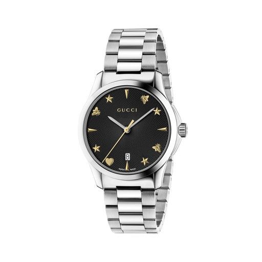 Gucci G-Timeless Date Steel Black & Gold 38 mm Watch
