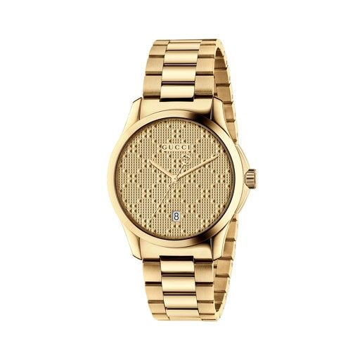 Gucci G-Timeless Diamante Dial Date Gold PVD 38 mm Watch