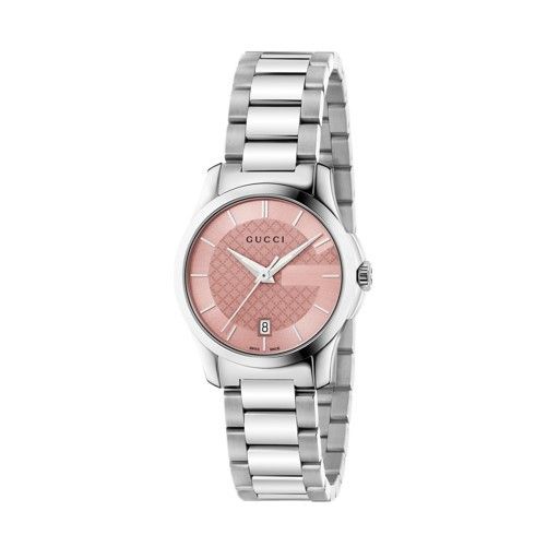 Gucci G-Timeless Date Steel Pink Dial 27 mm Women's Watch