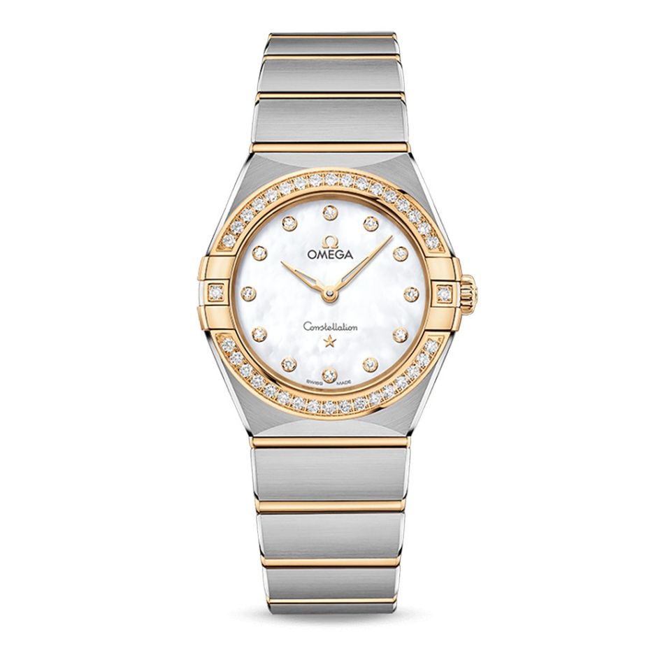 OMEGA Constellation Manhattan Steel & Gold Pearl & Diamond Dial 28mm Women's Watch
