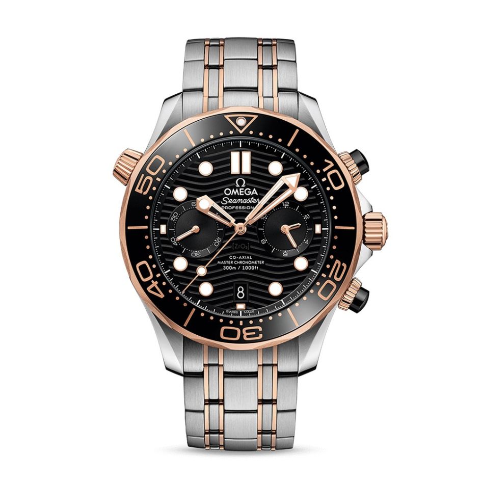 OMEGA Seamaster Diver 300 m Steel Black & Rose-Gold 44 mm Chronograph Watch
