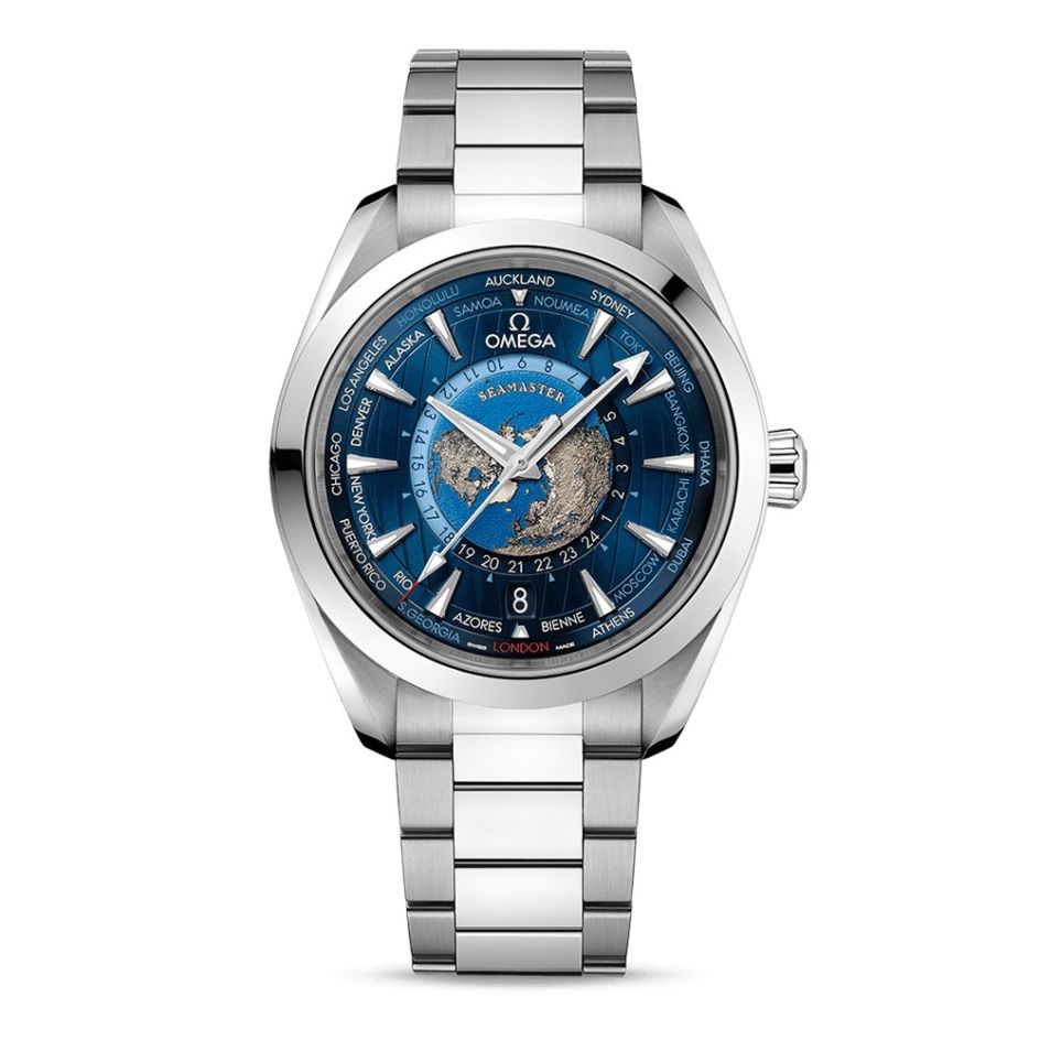 OMEGA Seamaster Aqua Terra Steel 43 mm GMT Worldtimer Watch 