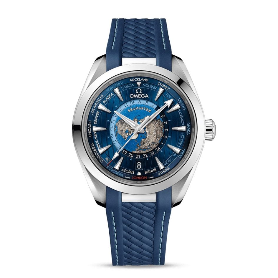 OMEGA Seamaster Aqua Terra Steel & Blue 43 mm GMT Worldtimer Watch