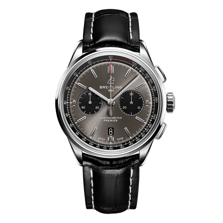 Breitling Premier B01 Chronograph Steel Grey & Black Leather 42 mm Men's Watch