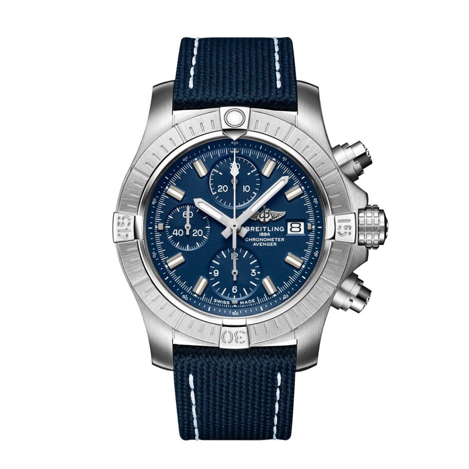 Breitling Avenger Chronograph Steel & Blue Leather 43 mm Watch