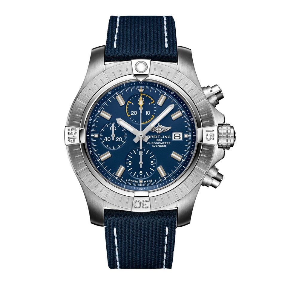 Breitling Avenger Chronograph Steel & Blue Leather 45mm Watch