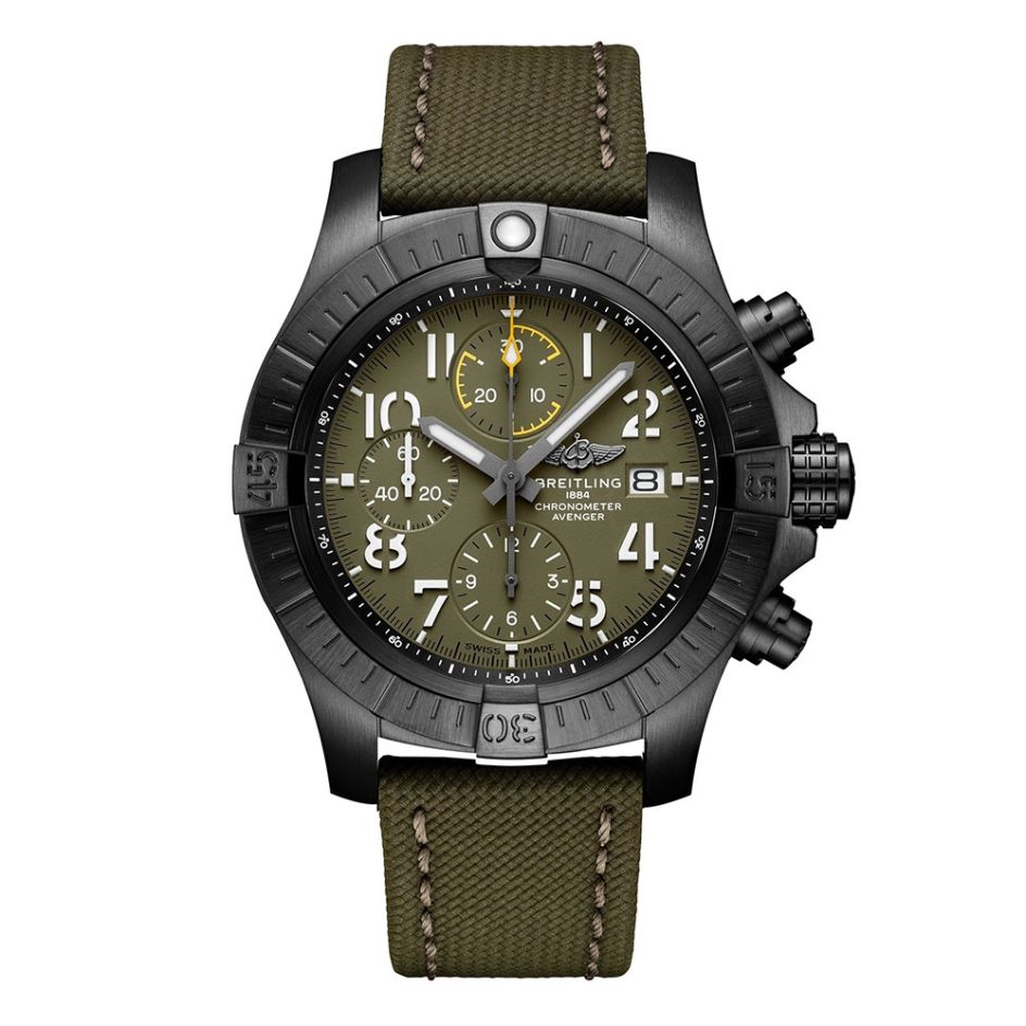 Breitling Avenger Chronograph Night Mission Khaki Titanium 45mm Watch