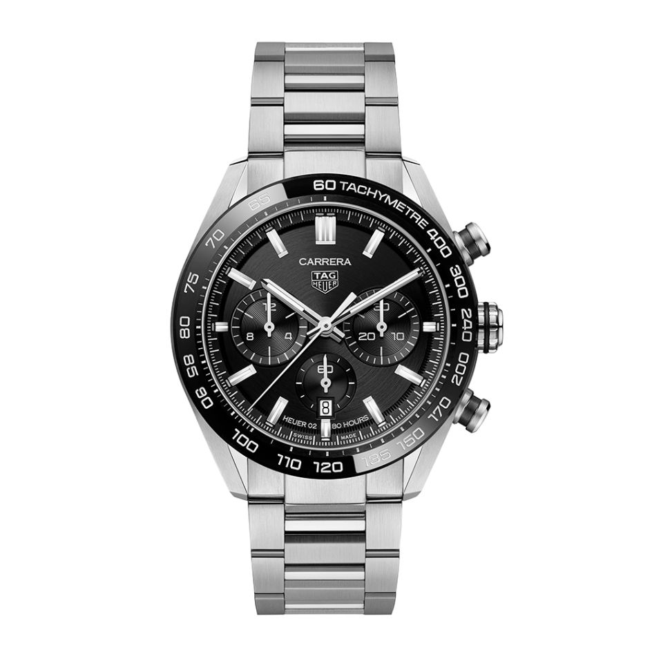 TAG Heuer Carrera Steel & Black 44MM Automatic Chronograph Watch