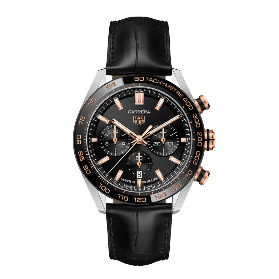TAG Heuer Carrera Steel Black & Rose-Gold 44MM Automatic Chronograph Watch