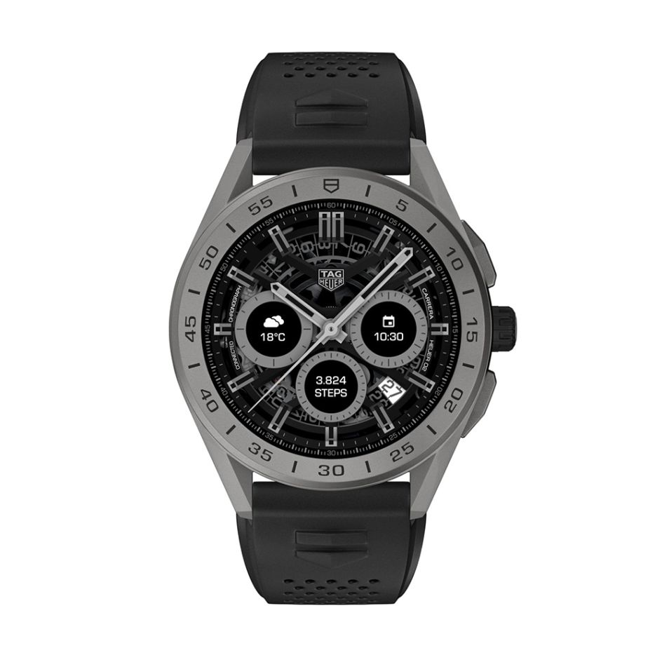 TAG Heuer Connected Silver Titanium & Black Rubber 45MM Men's Smartwatch