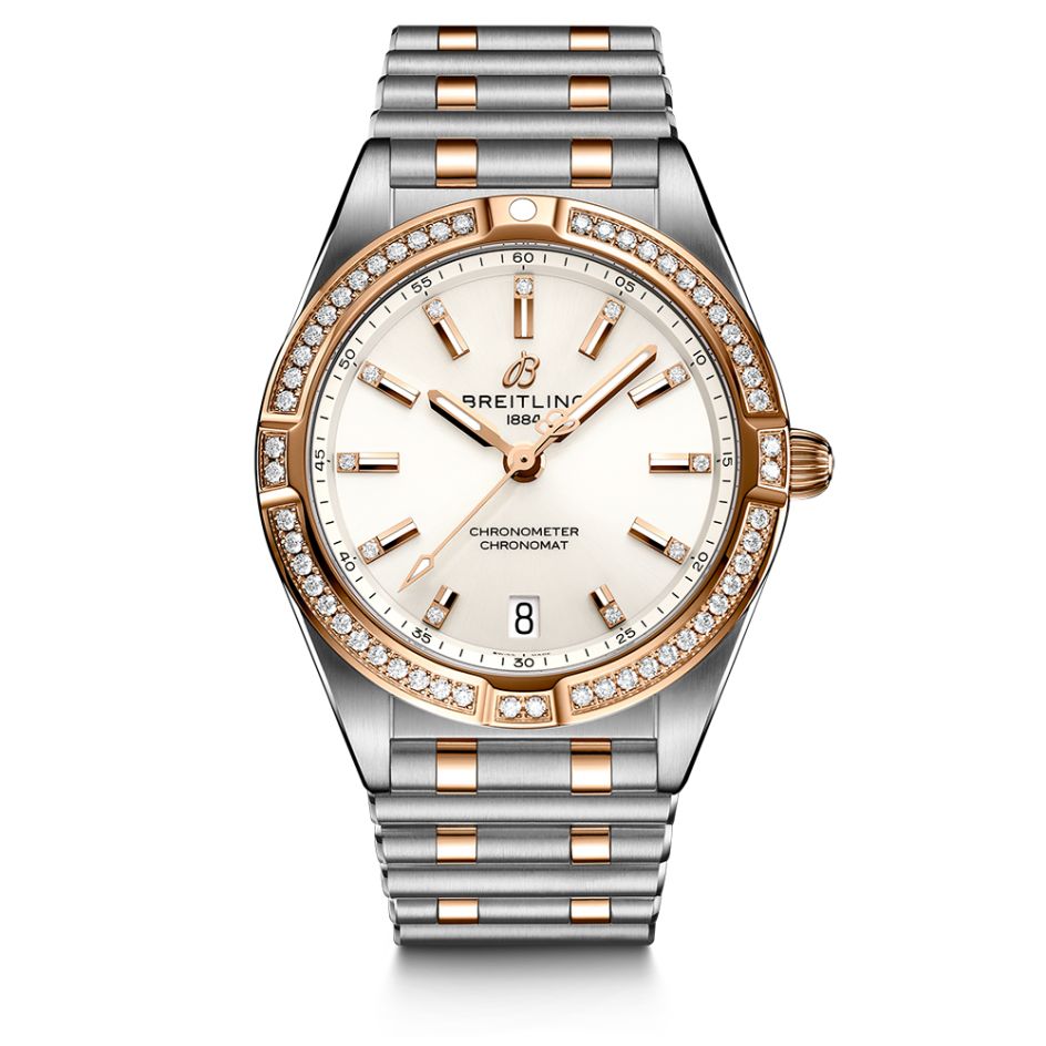 Breitling Chronomat SuperQuartz Steel Rose Diamond & White 32MM Women's Watch
