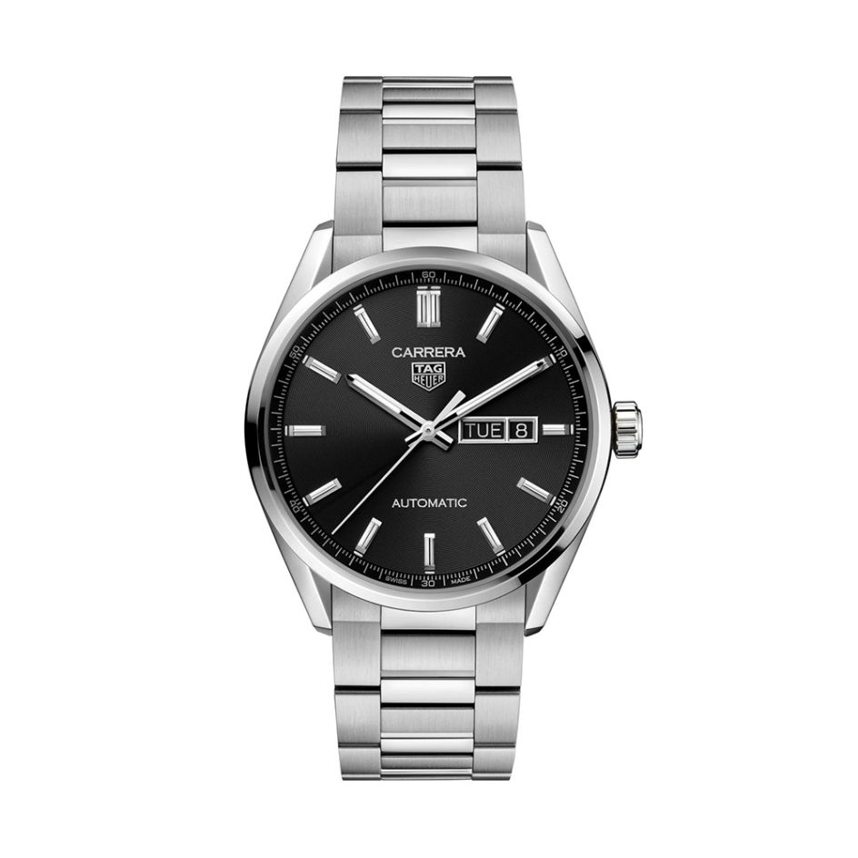 TAG Heuer Carrera Steel & Black 41MM Day Date Automatic Watch
