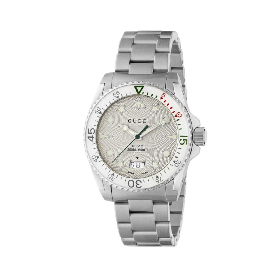 Gucci Dive Stainless Steel & Silver Motif Dial 40MM Watch