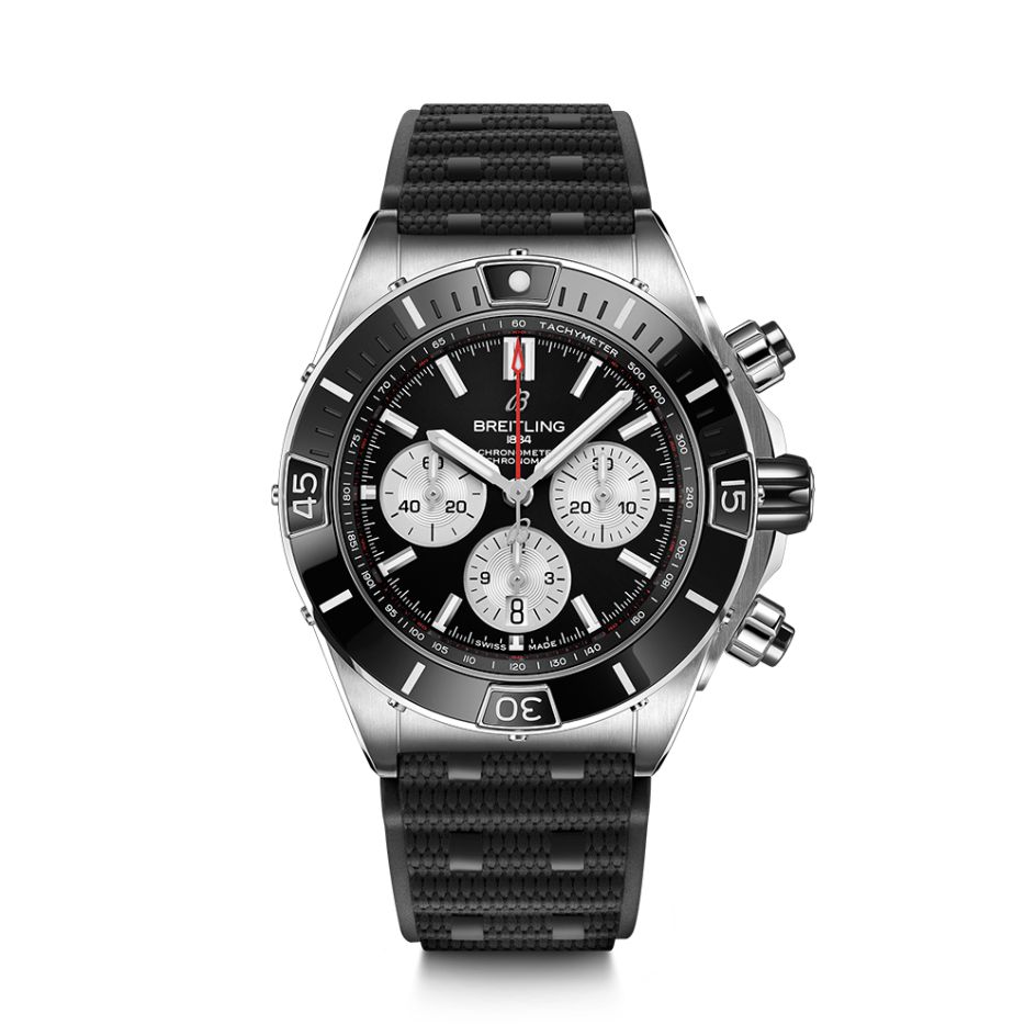 Breitling Super Chronomat B01 Steel & Black Strap 44MM Chronograph Watch