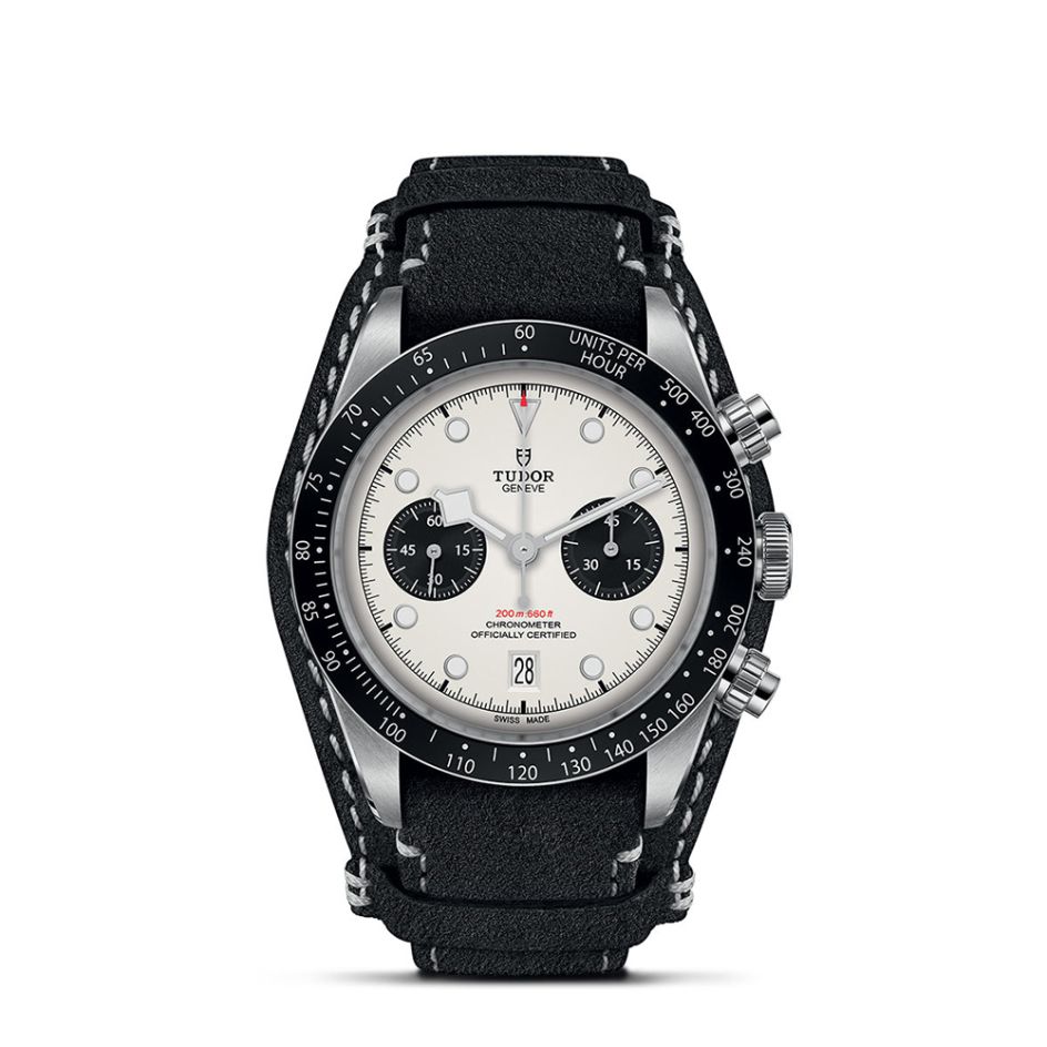 TUDOR Black Bay Chrono Steel White Dial & Black Leather 41MM Watch