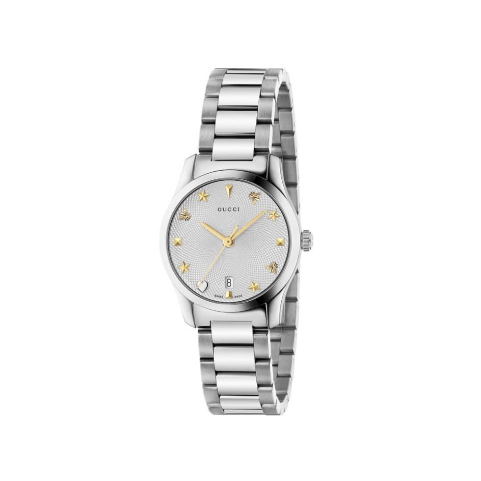Gucci G-Timeless Date Steel Silver & Gold 27MM Watch