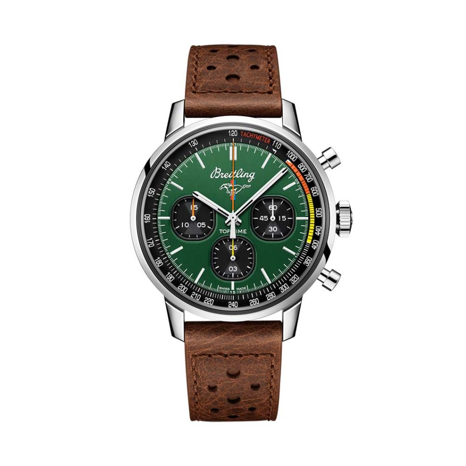 Breitling Top Time Ford Mustang Steel & Green Dial 41MM Watch