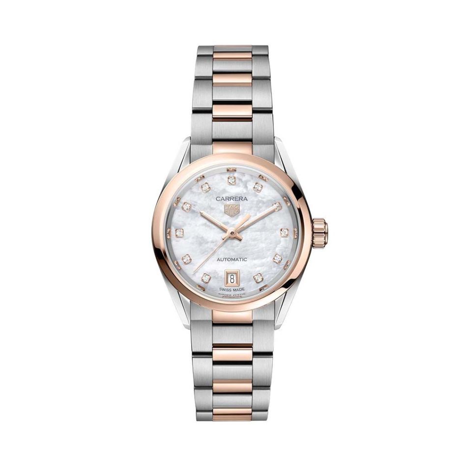 TAG Heuer Carrera Steel Rose Diamond & Mother of Pearl 29MM Watch