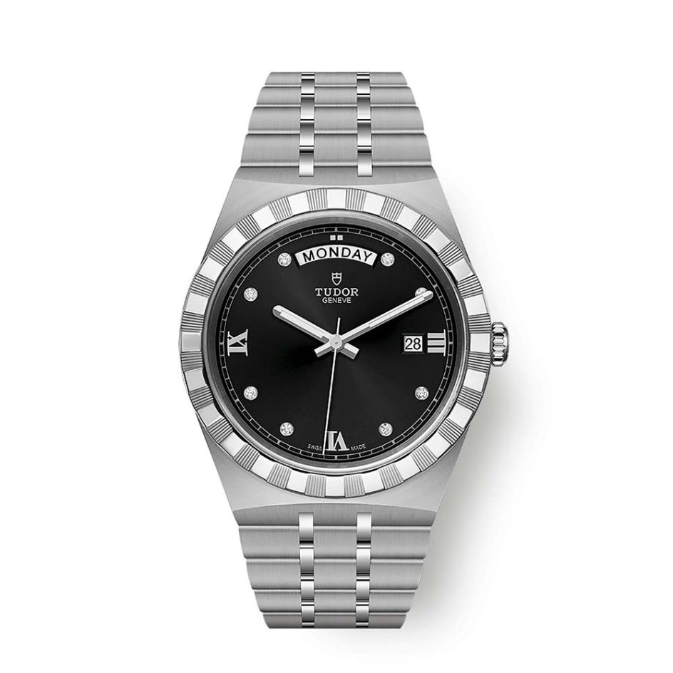 TUDOR Royal Day Date Diamond Steel & Black 41MM Automatic Watch