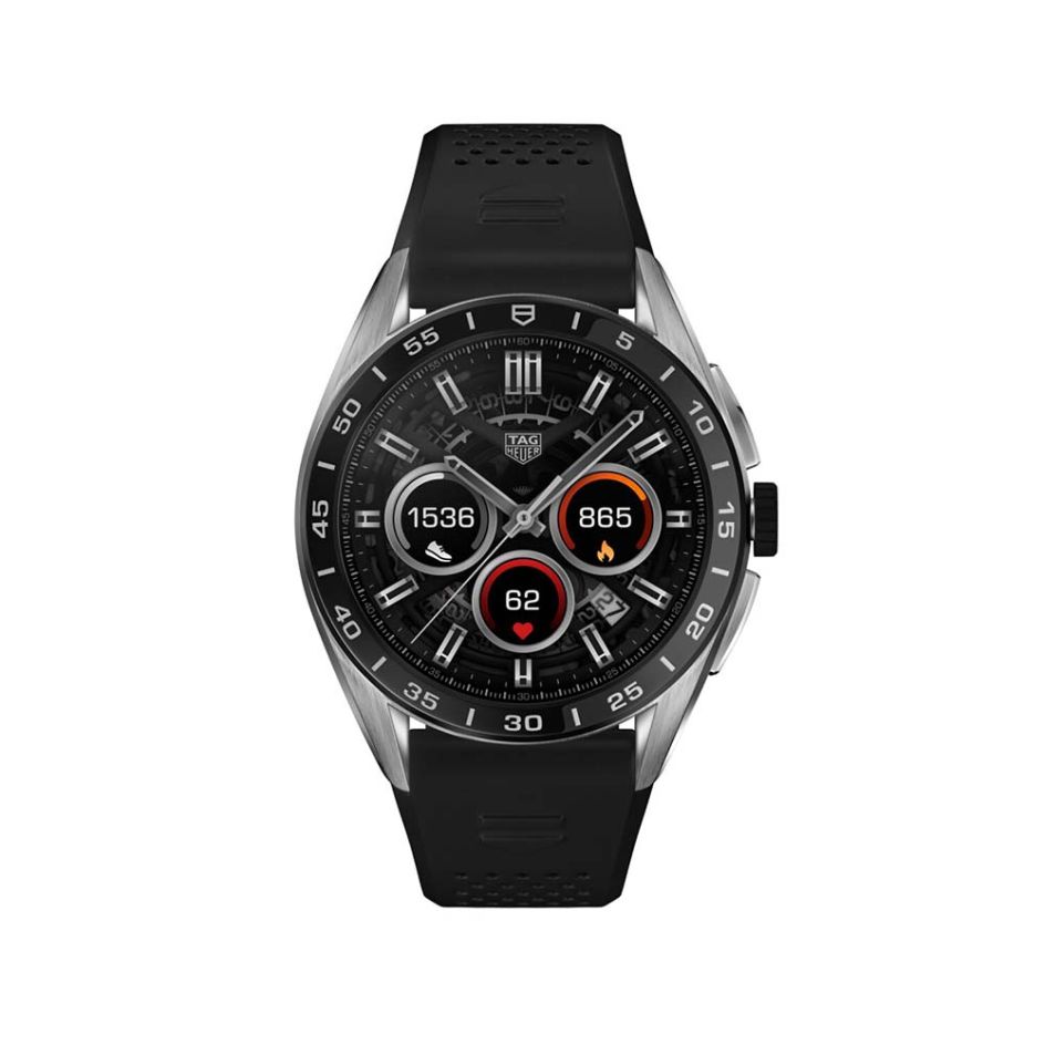 TAG Heuer Connected Calibre E4 Steel & Black Rubber 45MM Smartwatch