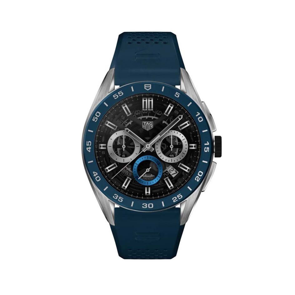 TAG Heuer Connected Calibre E4 Steel & Blue Rubber 45MM Smartwatch