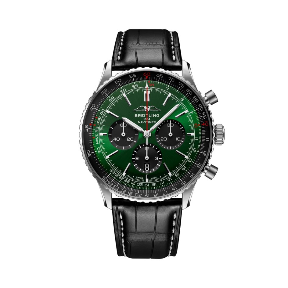 Breitling Navitimer B01 Chronograph Steel Green & Leather 46MM Men's Watch