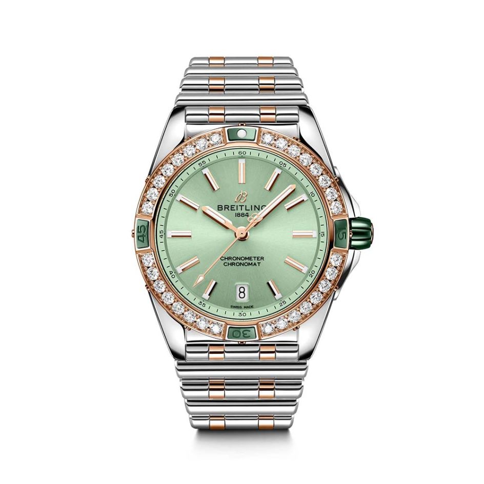 Breitling Super Chronomat Automatic 38 Steel & Mint Green Dial Watch