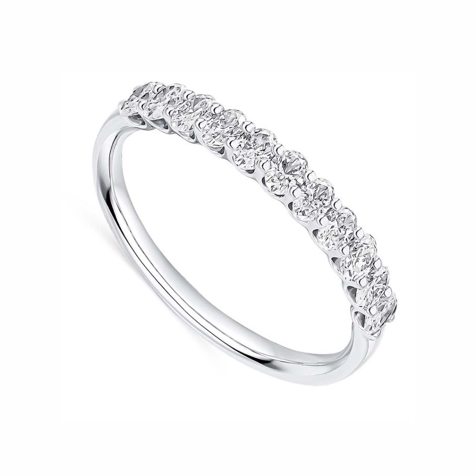 Platinum Eleven Stone Oval-Cut Diamond 0.60CT Eternity Ring