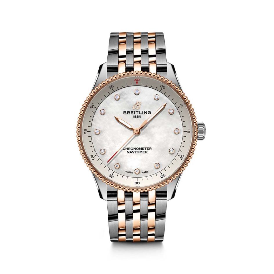 Breitling Navitimer Steel 18K Rose-Gold & White Pearl 32MM Watch