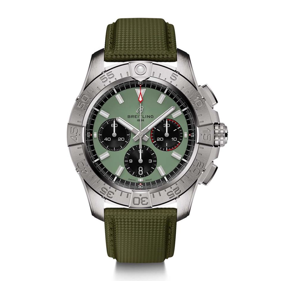Breitling Avenger B01 Chronograph Steel Leather & Green Dial 44MM Watch