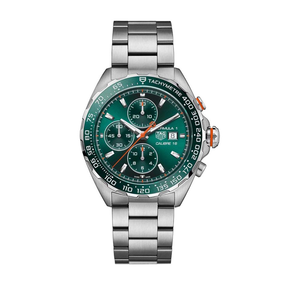 TAG Heuer Formula 1 Steel & Green Dial 44MM Chronograph Watch