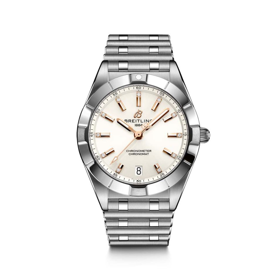 Breitling Chronomat SuperQuartz Steel Diamond & White Dial 32MM Women's Watch