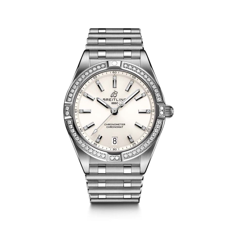 Breitling Chronomat SuperQuartz Steel Diamond & White 32MM Women's Watch