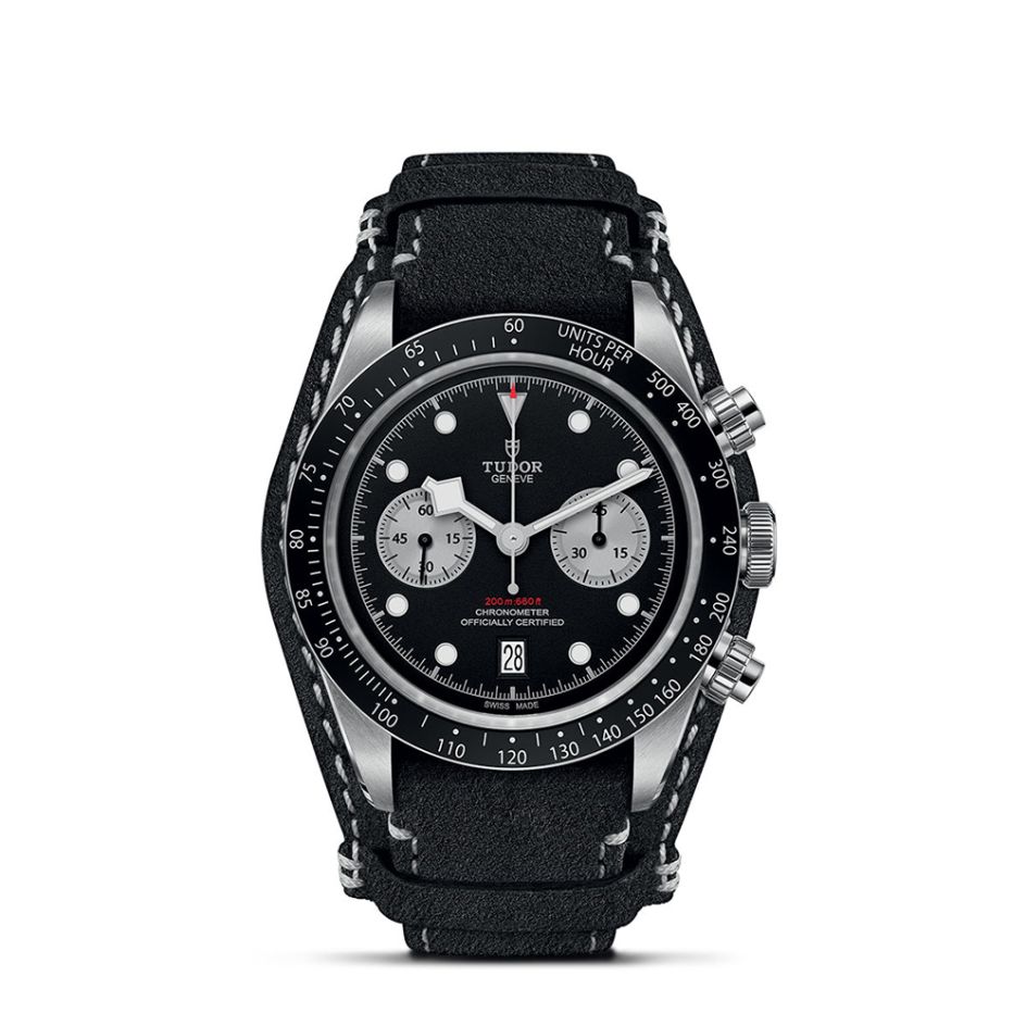 TUDOR Black Bay Chrono Steel Black Dial & Black Leather 41MM Watch