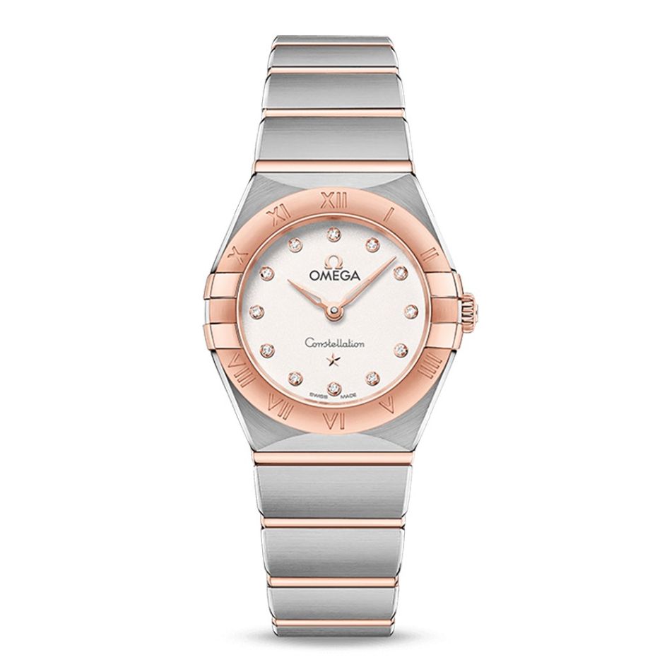 OMEGA Constellation Manhattan Steel 18ct Rose-Gold & Diamond 25mm Women's Watch