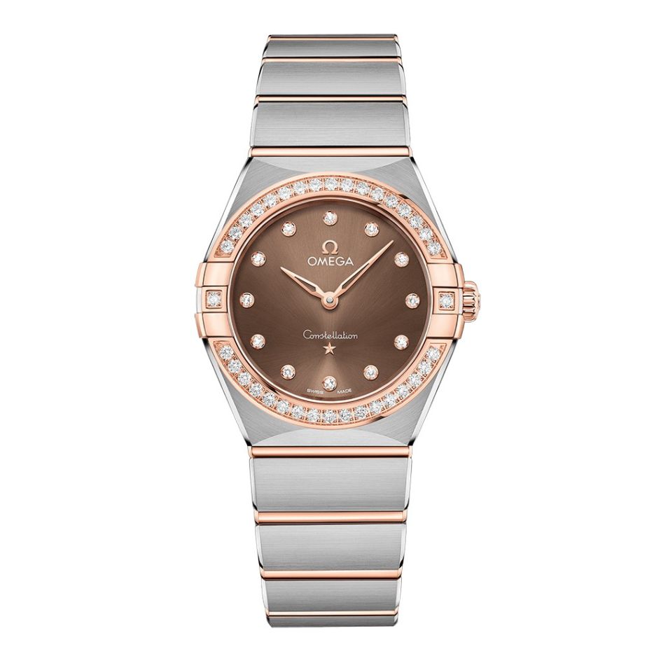 OMEGA Constellation Manhattan Two-Tone Diamond & Brown Dial 28mm Women's Watch