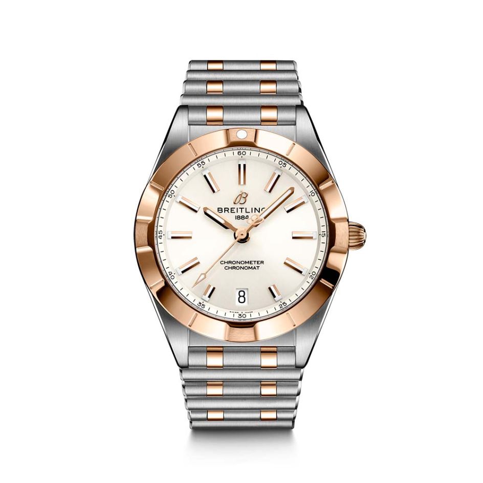 Breitling Chronomat SuperQuartz Steel Rose-Gold & White 32MM Women's Watch