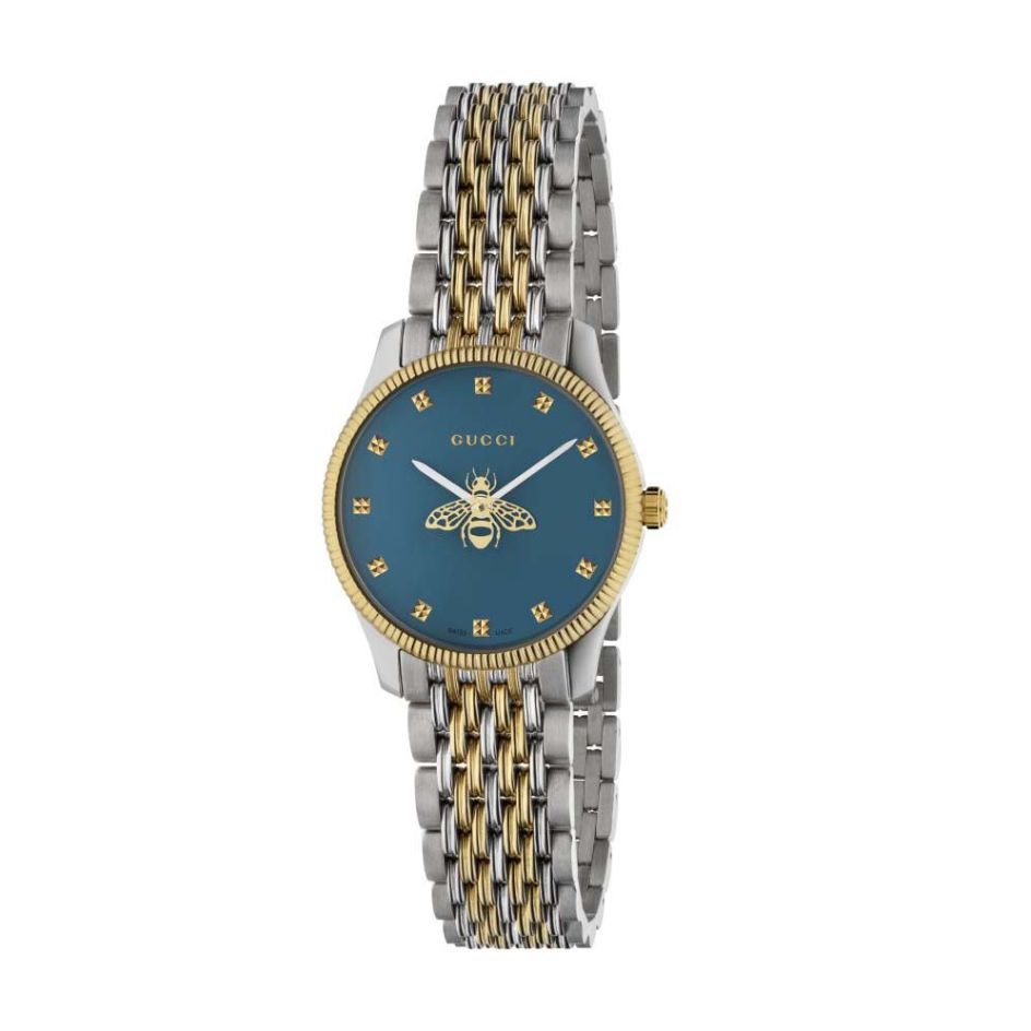 Gucci G-Timeless Steel Gold & Blue 29MM Bee Watch