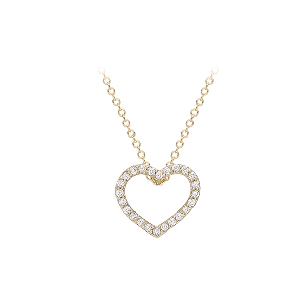 9 ct Gold Zirconia Open Heart Necklace