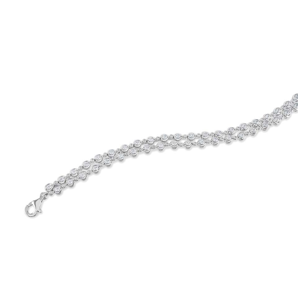 18CT White-Gold 2.34CT Diamond Rub-Over Double Row Bracelet