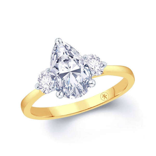 Growe Two-Tone Pear &amp; Round Laboratory Grown Diamond Three Stone Ring