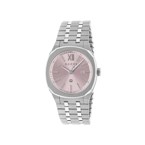 Gucci 25H Stainless Steel &amp; Pink Dial 30MM Watch