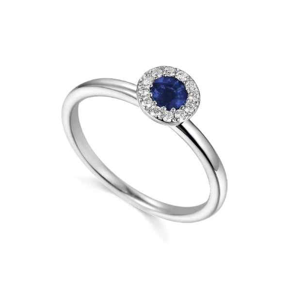 Sapphire & Diamond Halo 1.11CT Platinum September Birthstone Ring - 1