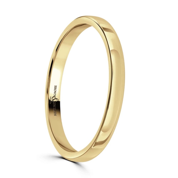 18CT Yellow Gold 2MM Flat Court Wedding Ring